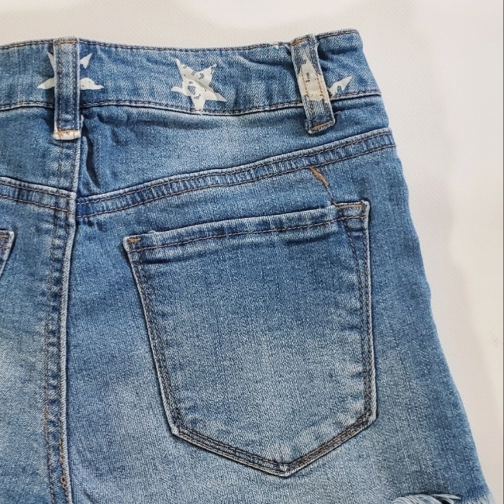 2068 * No Boundaries Star Print Denim Shorts Blue White Red Size 3 Juniors - Picture 10 of 10